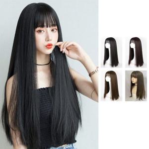 여성 긴머리가발 자연 스러운 생머리 통가발 긴생머리 티안나는 웨이브가발 볼륨 붙임