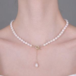 귀부인 복고풍 담수진주 걸쇠 목걸이 힙한 지르콘