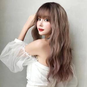 로맨틱 물결펌 긴머리 통가발 파마가발 (애쉬핑크)