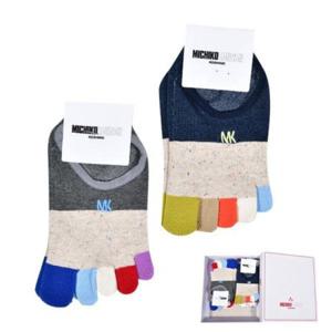 미치코런던 여성 데일리 컬러 배색 발가락 덧신 5켤레 페이크삭스