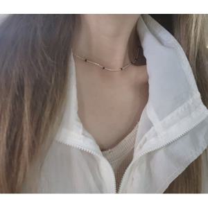 SN1018 여성 쵸커디자인 블랙컷팅볼 실버 목걸이 유니크 은목걸이 [실버 925]