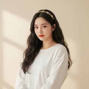 머리띠 일체형 긴머리 가발 웨이브 헤어밴드 촬영용 붙임머리