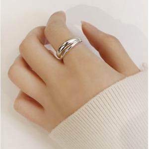 두줄 여성 심플 볼드 오픈 은반지 데일리 실버링 쥬얼리 악세사리 MNR302