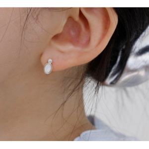 자개 여성 심플 큐빅 은귀걸이 이어링 데일리 실버 쥬얼리 악세사리 MNE350