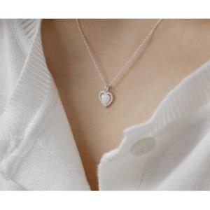 여성 심플 하트 오팔 은목걸이 데일리 실버 쥬얼리 악세사리 MNN460
