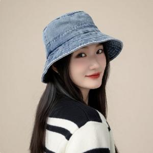중청 데님 벙거지 모자 남녀공용 봄 여름 데일리 패션 버킷햇