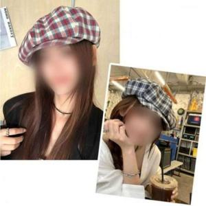 캡 여름모자 베레모 모자 체크 빈티지 여성 브레드