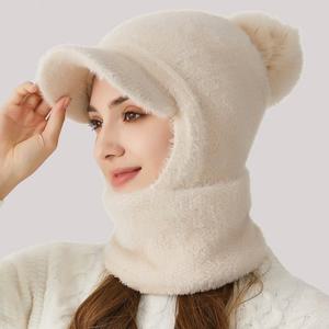혜명몰 [KN409] 모헤어 부클 바라클라바 골프 겨울 여자 니트모자 방울모자 털모자 겨울털모자 방울털모자