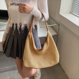 밀짚가방 썸머 여름 레더포인트 라탄 여성 비치백 숄더백 숄더백