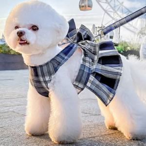 반려동물 원피스 하네스 리드줄 L 블루 소형견하네스 애견의류세트