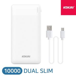 코끼리 듀얼 슬림팩 USB 2포트 보조배터리 10000mAh C타입 숏케이블 포함 COS