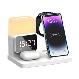 6 IN 1 USB C타입 iOS전용 무드등 시계 18W 고속무선 충전기 스마트폰 무선이어폰 워치