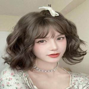 여성 2컬러 맵시있는 고열사 단발머리 웨이브 풀가발 전체가발