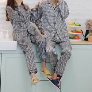 실크잠옷 체크무늬 커플잠옷세트 잠옷 세트 커플잠옷