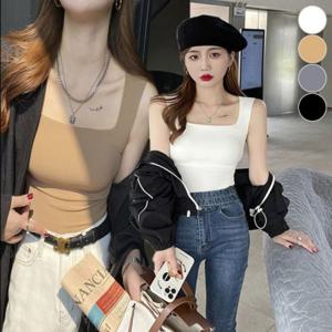 심리스 요가복 여자나시 민소매 스퀘어넥 스포츠나시 이너 스포츠브라 여름