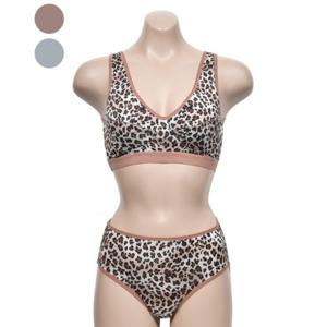 청량한 인견 호피패턴 런닝형 A컵 스포츠브라 팬티 세트 SN2204-0177