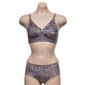 호피패턴 인견 노와이어 B컵 브라 팬티 세트 SN2204-0093