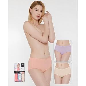 혜명잡화몰 부드럽고 편안한 소재 심플한 디자인의 여성 맥시 팬티 3매입 여성팬티 여자심리스팬티 인견팬