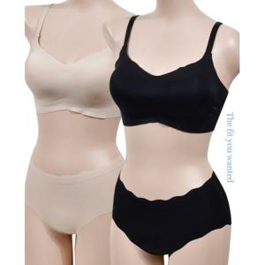 혜명생필품몰 (고아라)자연스러운 햄라인 노와이어 프리컷 브라팬티세트 노와이어브라세트 패드일체형브라