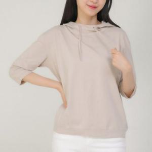 여성 코튼 상의 후드 티셔츠 면 의류 면티 7부