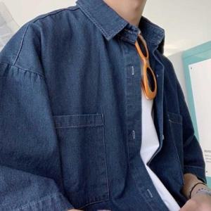 코디 데님 반팔 데이트 여름 셔츠 진청 남자 룩