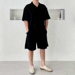 반팔티 여름 남성 3컬러 데일리룩 커플 반바지 카라티 남녀 세트 카라
