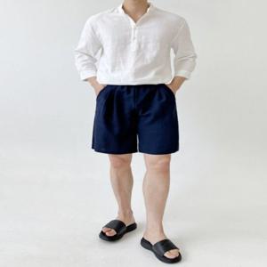 투턱 린넨반바지 밴딩 여름반바지 투턱반바지 시원한 반바지 남자