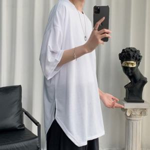 밑단 남자반팔면티 박스티 반팔맨투맨 남자 트임 반팔티셔츠 오버핏
