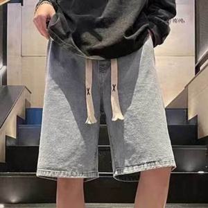 하프팬츠 끈포인트 밴딩 남자스판청바지 청반바지 여름 데님반바지
