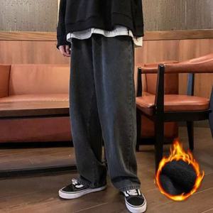 와이드청바지 와이드 청바지 남자겨울청바지 롤업 겨울 남성 기모 기모청바지