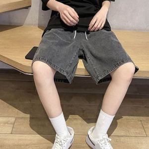 데님 흑청 숏팬츠 청반바지 와이드 밴딩반바지 허리밴딩팬츠 흑청패션 5부