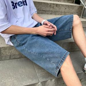 밴딩팬츠 진청 남성 캐주얼팬츠 데님 허리밴딩 반바지 데님팬츠 남자청