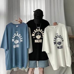 카라티 여유핏 반팔맨투맨 남성브이넥반팔티 남자박스티 흰반팔티 캐주얼