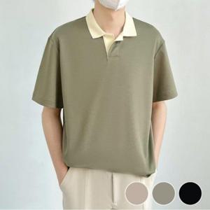 배색 반팔 포인트 남자빅사이즈반팔티 흰반팔티 남성브이넥반팔티