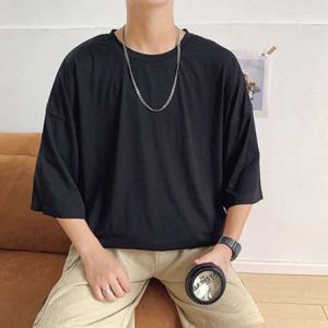 남성티셔츠 무지티셔츠 라운드넥 라운드티 5부티셔츠 오버핏티 심플티셔츠