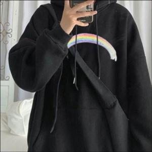 남성티셔츠 루즈핏 긴팔 후드티 남자티셔츠 무지개 캐주얼 남성 베이직