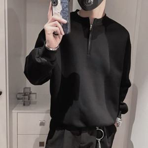 반집업 무지티 캐주얼 남성 맨투맨 레이어드 오버핏 남성티셔츠 무지
