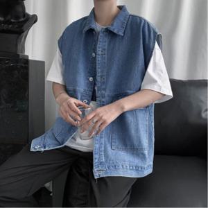 청조끼 아우터 가을 레이어드 베스트 남성조끼 데님