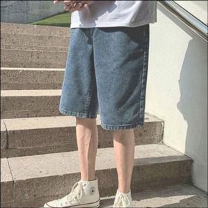 워싱 남성 반바지 통바지 와이드핏 청바지 5부 데님