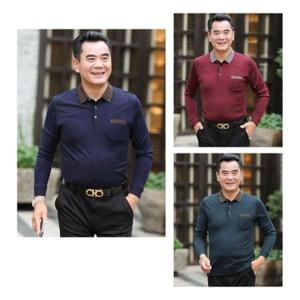 중년 남자 긴팔 카라넥 티셔츠 빅사이즈 아빠옷 편안한 착용감
