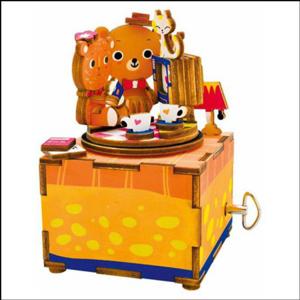 DIY MDF 무빙 오르골 티브이 보는 곰돌이
