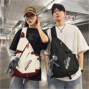 남녀공용 나일론 슬링백 대용량 가방 삼각 배색 크로스백