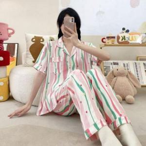 여성 긴바지 파마자 세트 반팔 홈 DS5144 밍크 여성 실내복 이지 원피스 언더 홈 세트 투피스 이지 슬립 보