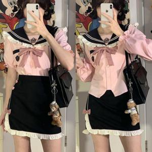 D 교복몰 러블리핑크 레이스 세라복 교복세트 일본교복