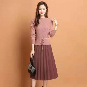 LF65300 봄신상 니트티 주름 스커트 원피스 투피스