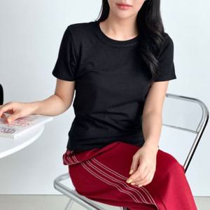 무지반팔티셔츠 무지 베이직 라운드 여성 기본 반팔 반소매