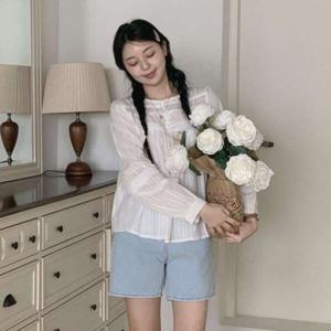 레이스 코튼 온나핏 미로 블라우스 루즈핏 펀칭블라우스 여성블라우스