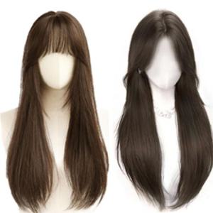 여자 간편착용 편안 앞머리 통가발 1P 사이드뱅 긴생머리 롱헤어 스타일