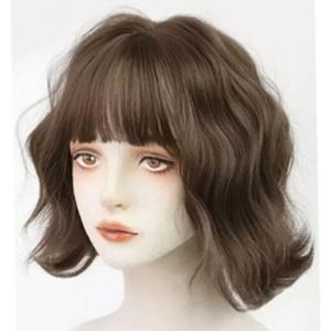 여자 물결 편안 컬웨이브 단발 통가발 1P 고열사 미디엄 기장 머리 풍성한