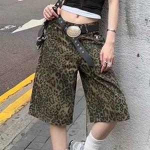 여성 레오파드 와이드 반바지 호피 5부 팬츠 여름 스트릿룩 숏팬츠
